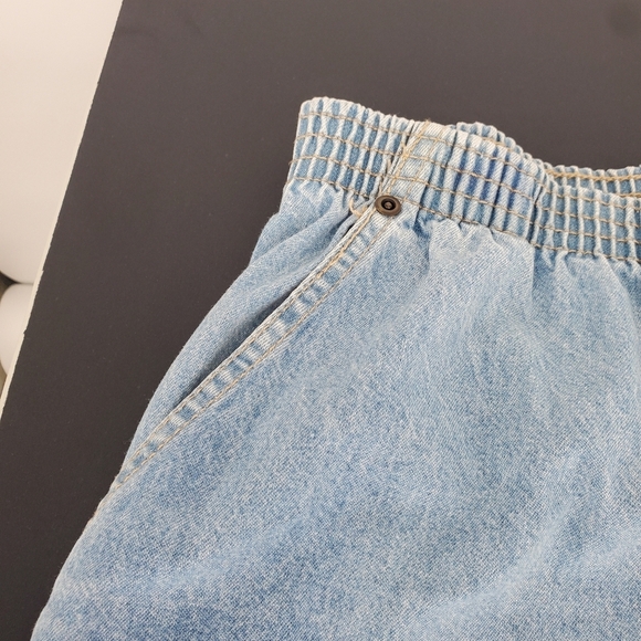 Vintage Lord Isaacs Denim Culotte Shorts 22W Elastic Waist Light Wash Plus Size - Picture 5 of 8